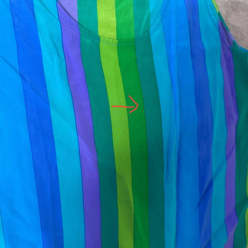 VTG 80s 90s Colorful Colorblock Striped Silk Tank Top Size 14 Dopamine Casual - Picture 7 of 11